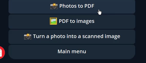 انتخاب گزینه تبدیل عکس به pdf