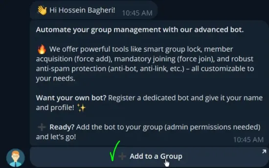 افزودن ربات GapModirBot به گروه